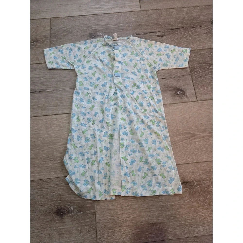 Vintage Carter's Baby Set Layette Nightgown + Overalls Romper Blue 6-9m